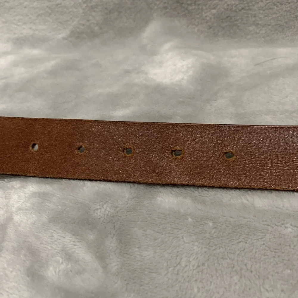 Vintage Omega Genuine Leather‎ Belt Large Brown Beaded & Stitched Made in Turkey